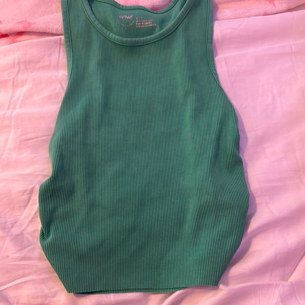 Aerie Fitted Green Sleeveless Tank Top